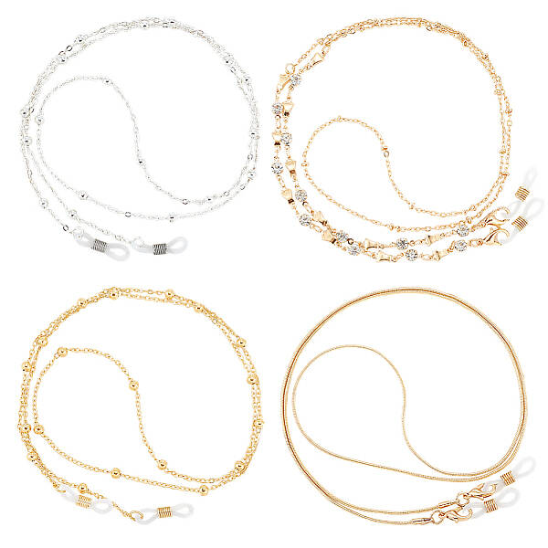 4Pcs 4 Styles Iron & Alloy Eyeglasses Chains