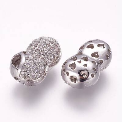 Brass Micro Pave Cubic Zirconia Beads