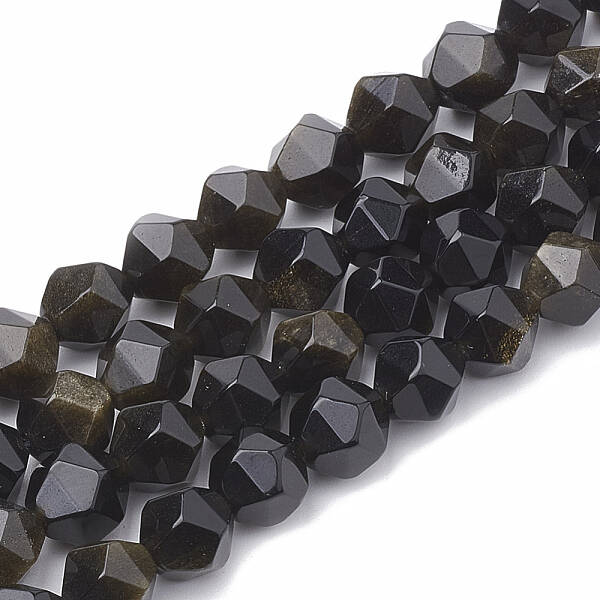 Natural Golden Sheen Obsidian Beads Strands