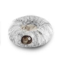 Foldable 2 in 1, cat tunnel, cat bed with mat in the middle, soft plush material Pet Supplies Cute