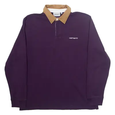 CARHARTT WIP Mens Polo Shirt Purple Long Sleeve M
