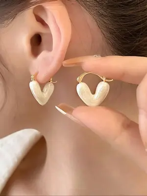 Heart Shaped Hoop Earrings, Fashionable Temperament Earrings for Women, Girls, Teens, Matching Jewelry Gift, Casual Jewelry f...