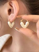 Heart Shaped Hoop Earrings, Fashionable Temperament Earrings for Women, Girls, Teens, Matching Jewelry Gift, Casual Jewelry f...