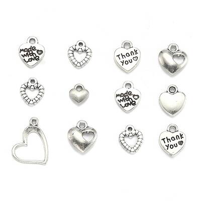 Mixed Tibetan Style Alloy Heart Pendants
