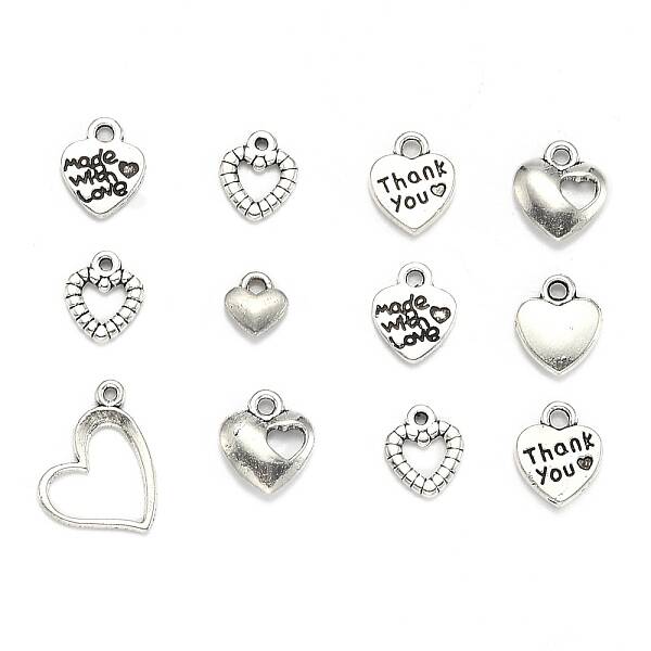 Mixed Tibetan Style Alloy Heart Pendants