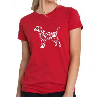Dog Paw Prints - Women's Premium Blend Word Art T-Shirt - Turquoise - Large
