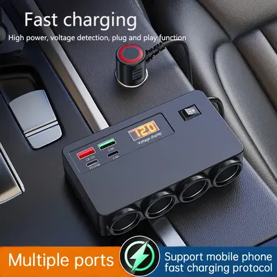 USB Car Charger Adapter 12V/24V Auto Power Splitter Car Charger Plug Vehicle USB Adapter Powerful Auto Charging Station For A...