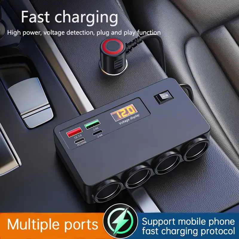 USB Car Charger Adapter 12V/24V Auto Power Splitter Car Charger Plug Vehicle USB Adapter Powerful Auto Charging Station For A...