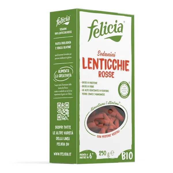Sedanini with Red Lentils Felicia 250G