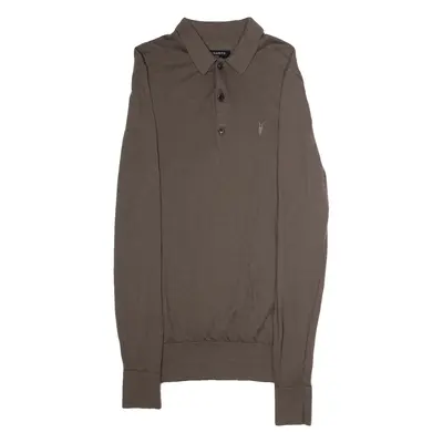 ALL SAINTS Mode Mens Jumper Grey Collared Tight Knit Wool S