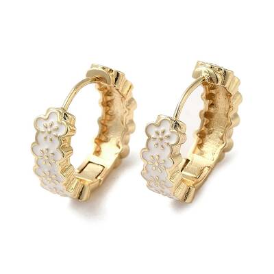 Flower Real 18K Gold Plated Brass Hoop Earrings