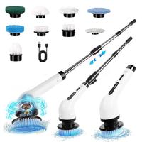 Cordless Electric Spin Scrubber with Adjustable & Detachable Handle, Dual Speeds Cleaning Brush Scrubber with 9 Replaceable B...
