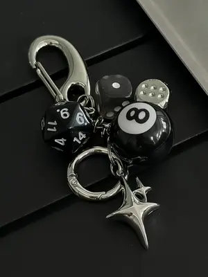 Star & Dice & Billiard Ball Design Keychain, Fashionable Keychain for Car Keys for Women & Men, Trendy All-match Keychain for...