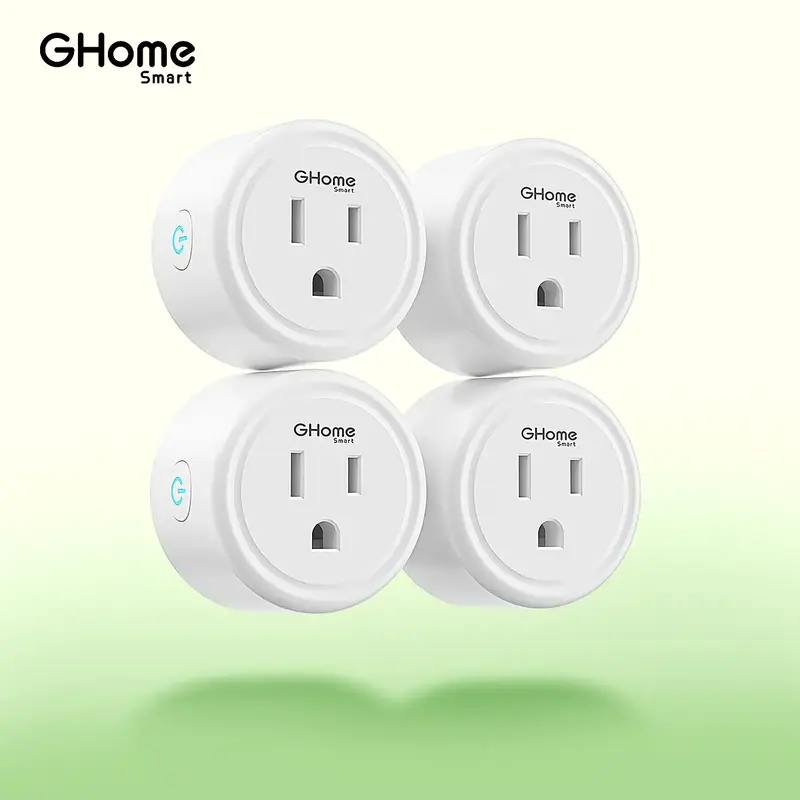 GHome Smart Mini Smart Plug 2.4GHz WiFi, WiFi Outlet Socket with Remote Control & Timer Function, V0-grade Fireproof Shell, 4...