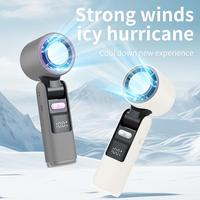 Portable handheld turbine fan, portable mini fan, 4000 mAh rechargeable, high-power motor, 100-speed wind adjustment, LED dis...