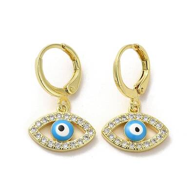 Horse Eye Real 18K Gold Plated Brass Dangle Leverback Earrings