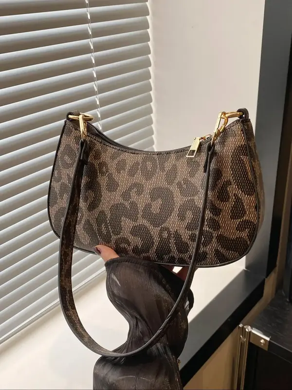 Women's Fashion Leopard Print Shoulder Bag, Casual PU Leather Shoulder Clutch for Daily Used, Trendy Versatile High-quality ...