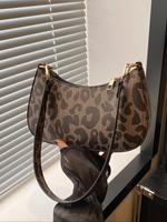 Women's Fashion Leopard Print Shoulder Bag, Casual PU Leather Shoulder Clutch for Daily Used, Leather Satchel, Trendy Versat...
