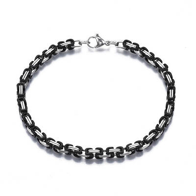 Two Tone 201 Stainless Steel Byzantine Chain Bracelets