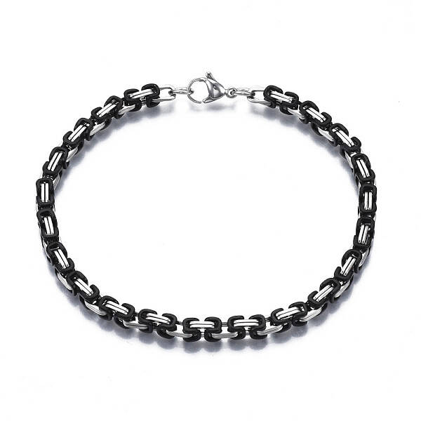 Two Tone 201 Stainless Steel Byzantine Chain Bracelets