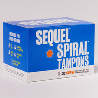 Sequel The Spiral Tampon, Super, Non-Toxic Plant Based - 32 Pack