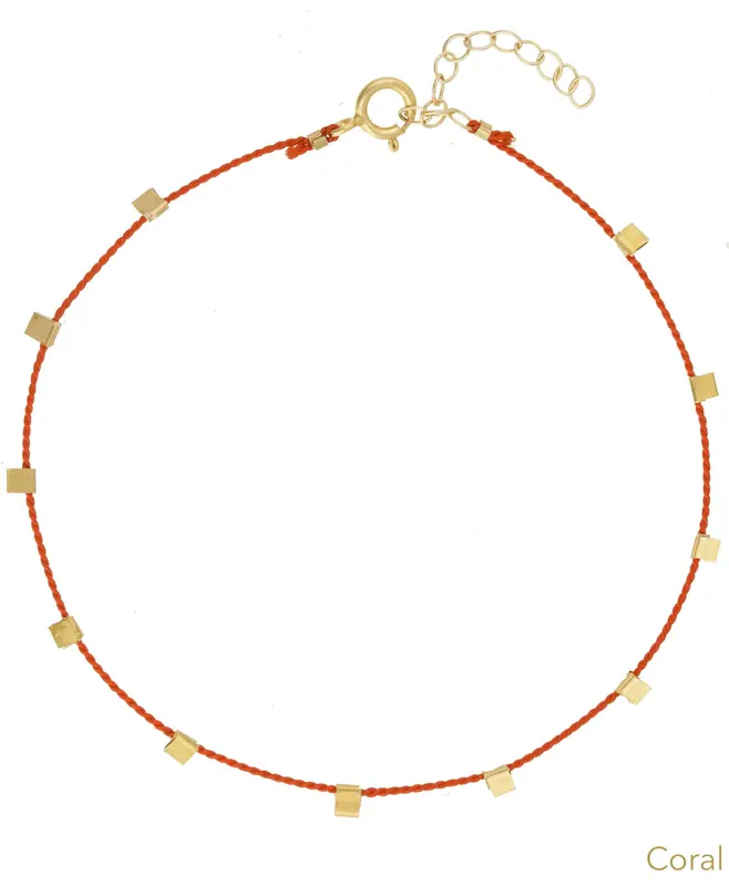 Hilo Bracelet | Metal Color: Gold | Color: Coral | Length: Adjustable 7 - 8 inches