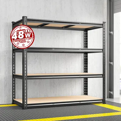 Raybee Extra-Wide Garage Shelves 4-Tier Metal Standing Shelving Unit Height Adjustable Utility Racks for Craft Warehouse Pant...