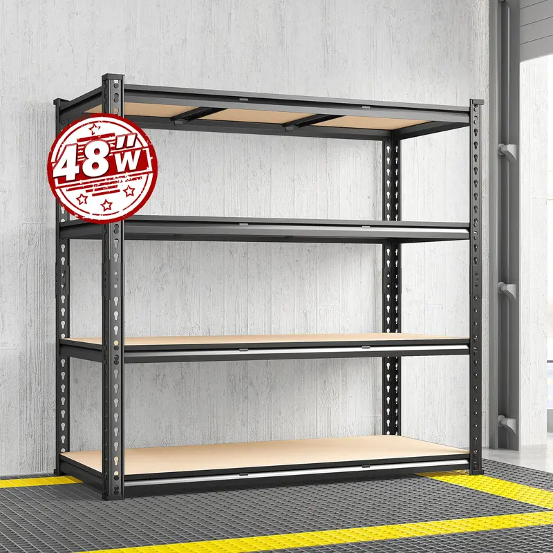 Raybee Extra-Wide Garage Shelves 4-Tier Metal Standing Shelving Unit Height Adjustable Utility Racks for Craft Warehouse Pant...
