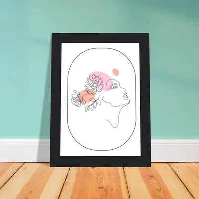 Ethereal Blossom Muse - Framed Line Art Poster