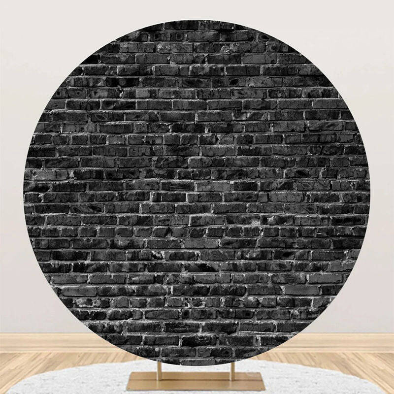 Classic Black Brick Wall Round Backdrop For Birthday - Aperturee
