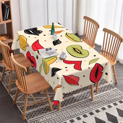 Colorful Lips Valentines Day Rectangle Tablecloth - Aperturee