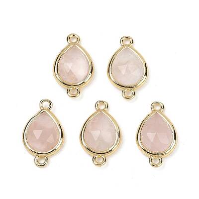 Natural Rose Quartz Faceted Connector Charms
