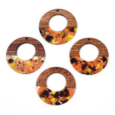 Transparent Resin & Walnut Wood Pendants