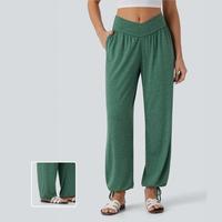 Halara Crossover High Waisted Side Pocket Drawstring Casual Joggers #outdoorfun