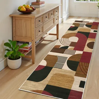 Garvee Boho Geometric Runner Rug – Soft Low Pile, Washable, Non-Slip Hallway Carpet for Entryway, Kitchen, Bedroom, Laundry...