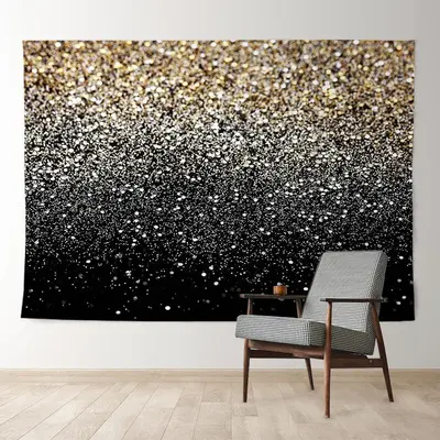 Aperturee Gold Silver Glitter Black Holiday Deco Backdrop