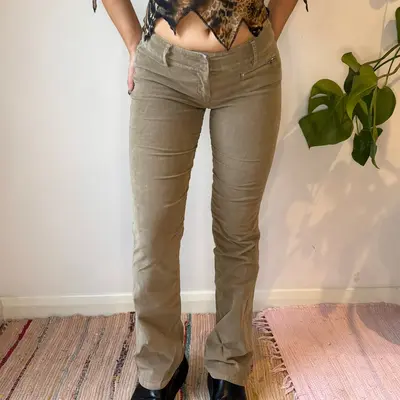 Killah Cord Trousers - 28W UK 6 Beige Cotton