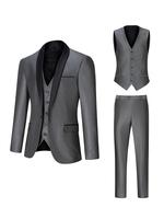 1 set of men's luminous fabric suit, 3pcs fashion men's suit outerwear, vest, pants, trendy and luminous fabric suits, 3pcs, ...