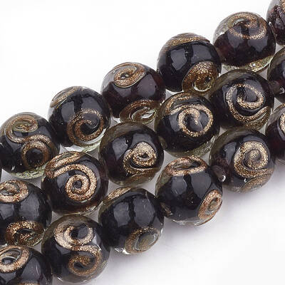 Handmade Gold Sand Lampwork Beads