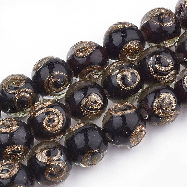 Handmade Gold Sand Lampwork Beads
