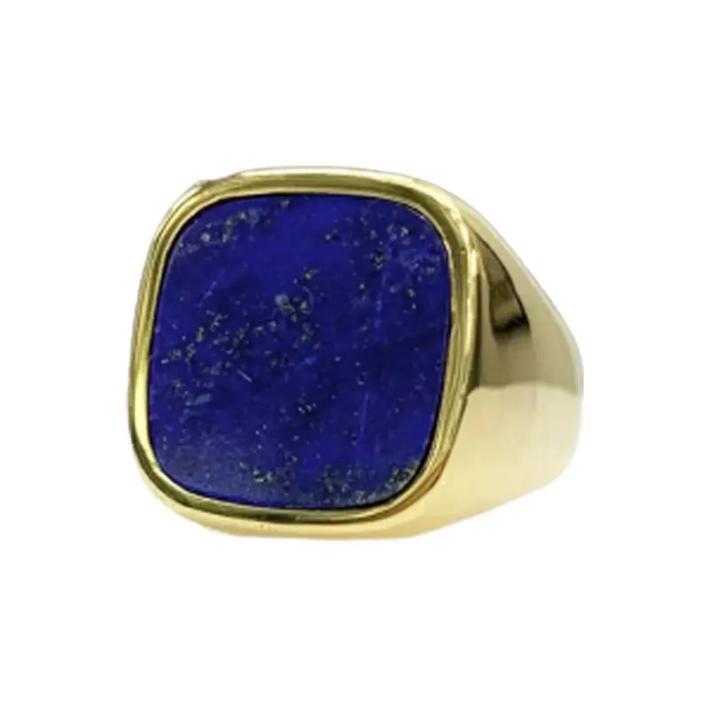 10K Gold 1 to 5 CT Princess Cut Shaped Lapis Lazuli Personalized Engraving Ring
