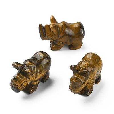 Natural Tiger Eye Carved Healing Rhinoceros Figurines