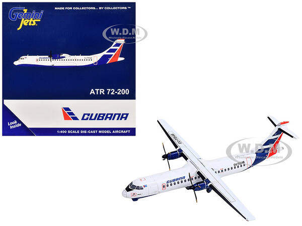 ATR 72-200 Commercial Aircraft Cubana Airlines (CU-T1548) White with Red and Blue Stripes 1/400 Diecast Model Airplane by G...