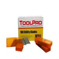 ToolPro Premium Utility Blades - 100 Pack, High Carbon Steel Replacement Blades for Utility Knives, 0.025 Inch Thick, 2 Notch...