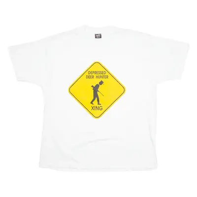 FRUIT OF THE LOOM Deer Hunter Mens T-Shirt White USA 2XL