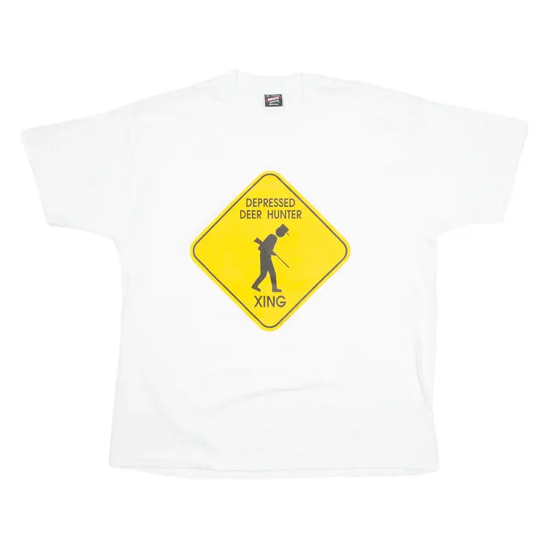 FRUIT OF THE LOOM Deer Hunter Mens T-Shirt White USA 2XL