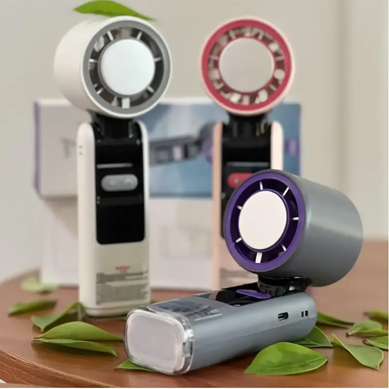 Handheld fan, neck hanging fan, rechargeable personal fan, ultra-mini yet powerful. Compact and portable, suitable for travel...