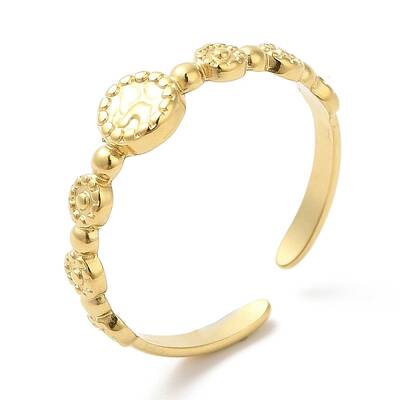 304 Stainless Steel Flat Round Wrap Open Cuff Ring for Women