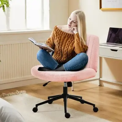 Criss Cross Chair - sweet furniture chair Wide armless table chair with wheels,Adjustable Swivel Vanity Chair  adjustable mod...