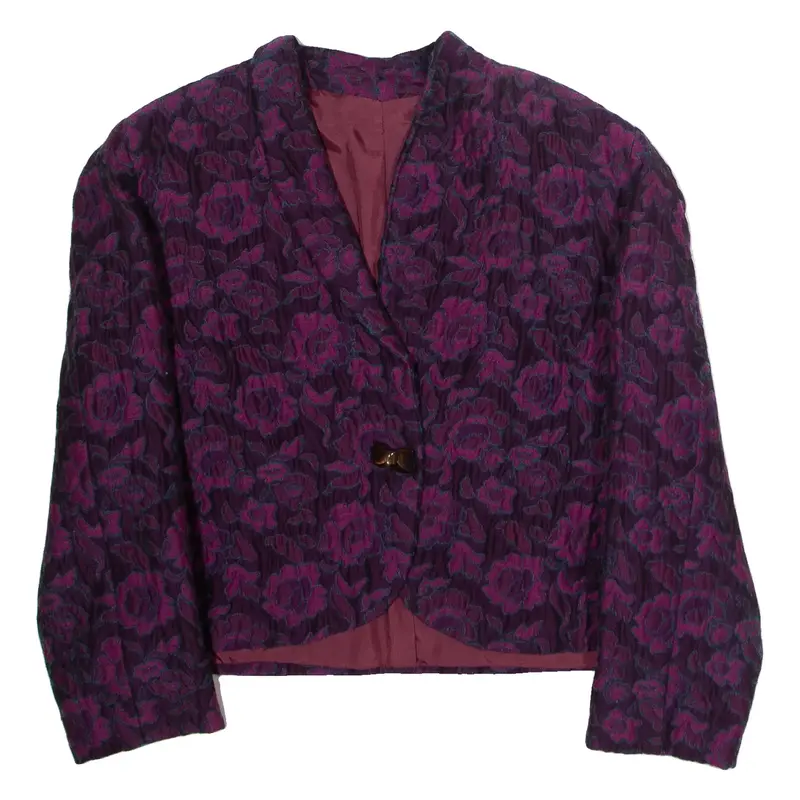 Womens Blazer Jacket Purple 90s Floral XL